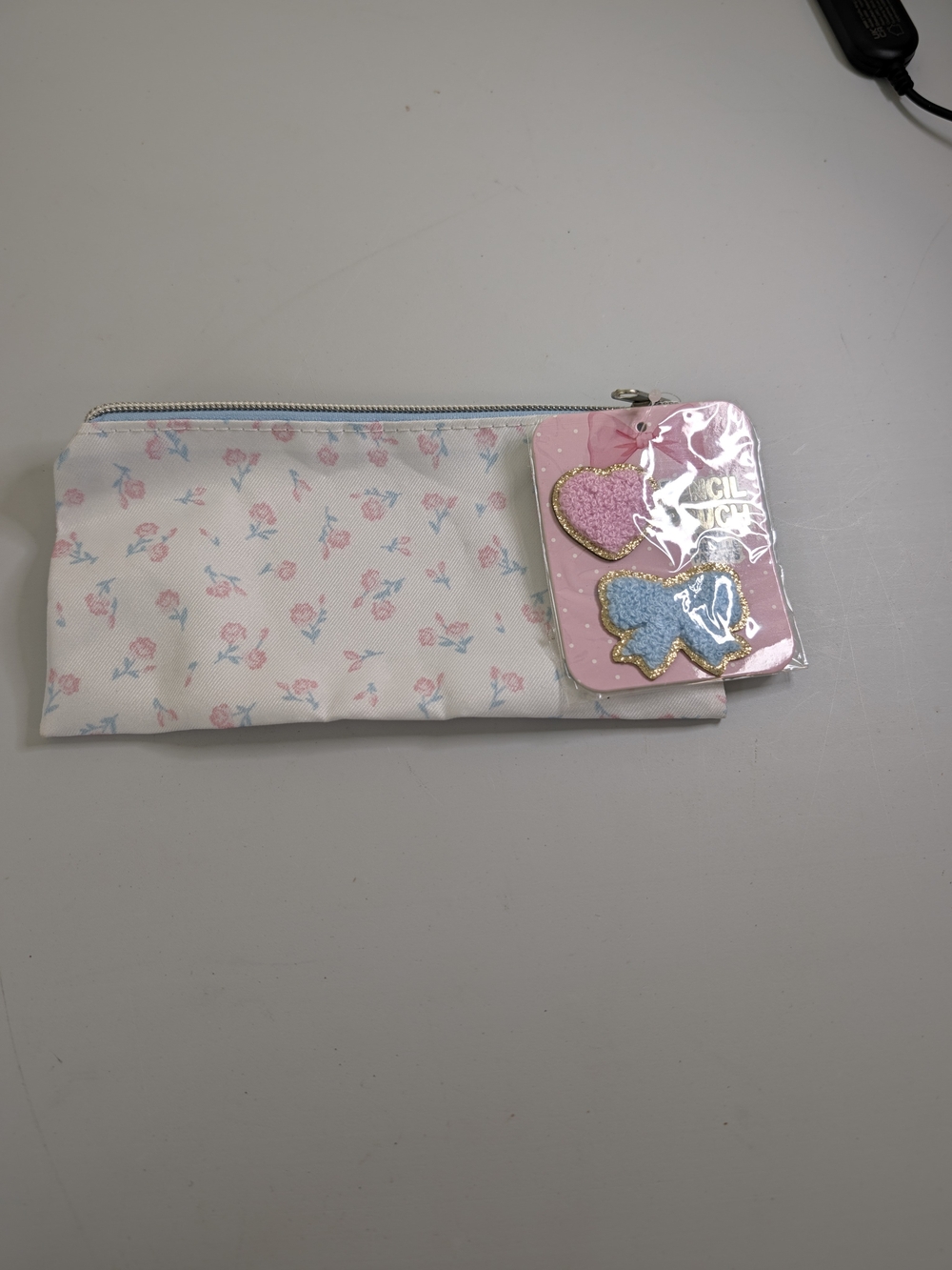 Kids Floral Pencil Case with Pink and Blue Accents B27